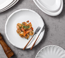 Set of  4 White Melamine Pasta plates noodle Unbreakable 25cm heavy