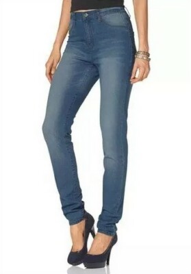 Arizona Jeans Stretch High Waist Denim Light Blue Used Damen Jeggings Slim Hose
