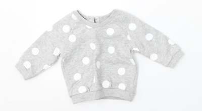 Matalan Boys Grey Polka Dot Cotton Blend Jumper Size 0-3 Months