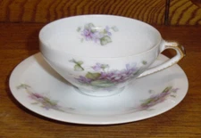 Thomas Rosenthal Bavaria Porcelain Cup & Saucer Set - Purple Flowers