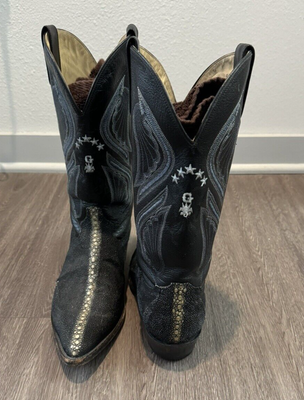 El General Exotic Stingray Western VTG Cowboy Boots Size M9  display picture 1