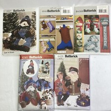 Butterick Sewing Patterns Lot of 5 Holiday Santa Snowman Stocking Decor UNCUT