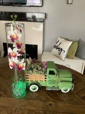 24  TALL Glass cylinder vase wedding center piece Silk Orchid w multi/Led lights