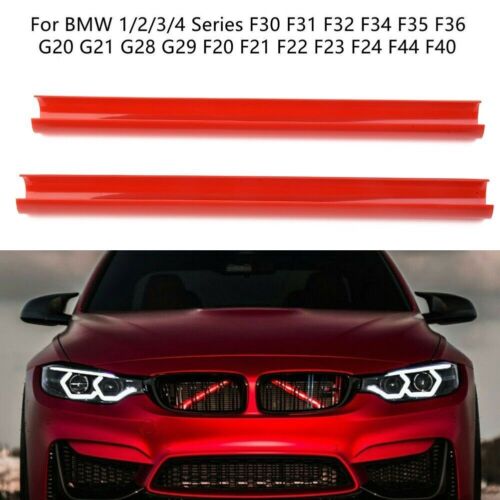 Rouge Bandes de garniture de calandre Pour BMW F10 F30 1 2 3 4 5 Serie E60 E61 - Picture 1 of 10