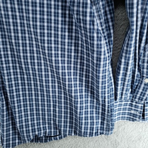 IZOD Mens Check Dress Shirt XXL Long Sleeve Button Down Easy Care Blue Plaid - Picture 7 of 20