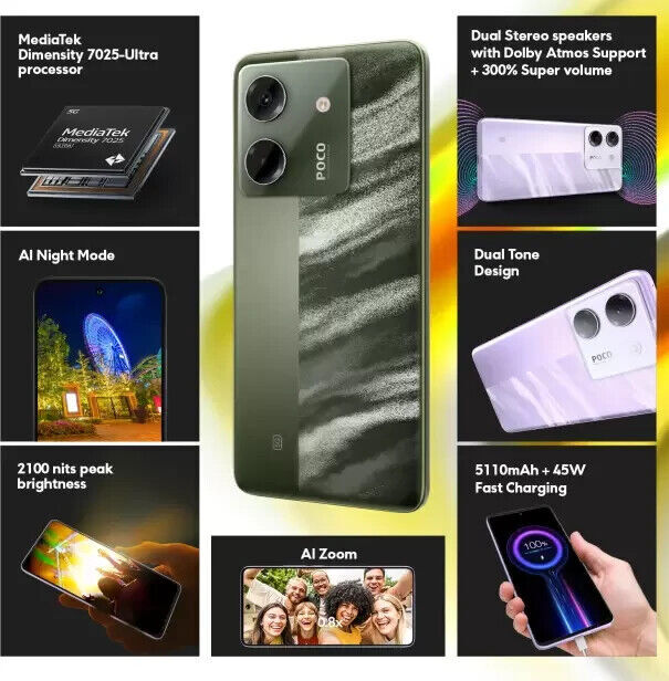 POCO M7 Pro 5G Factory Unlocked Dual SIM 256GB STORAGE 8GB
