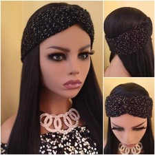 Headband - Crochet Headband - Black Gold Headband - Turbans - Handmade Turban
