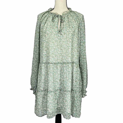 show me your mumu birdie mini dress Show Me Your Mumu Tiered Dk Floral Long Sleeve Lined Birdie Mini Dress Sz M