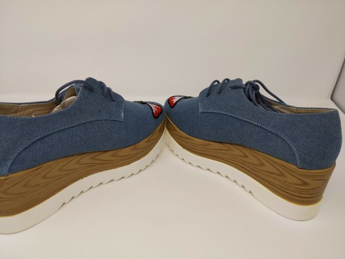 Glister Platform Shoes Women’s Size 6 platform denim floral Mena-21 - Picture 10 of 12