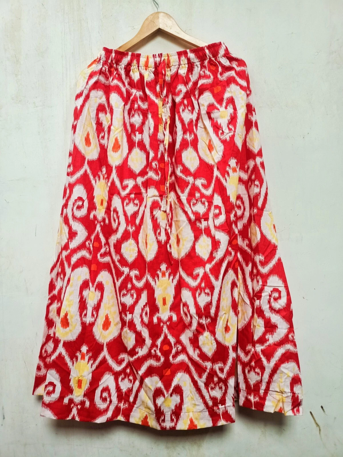 Indian 100% Cotton Red Ikat Printed Skirt Women's Clothing Partywear skirt US