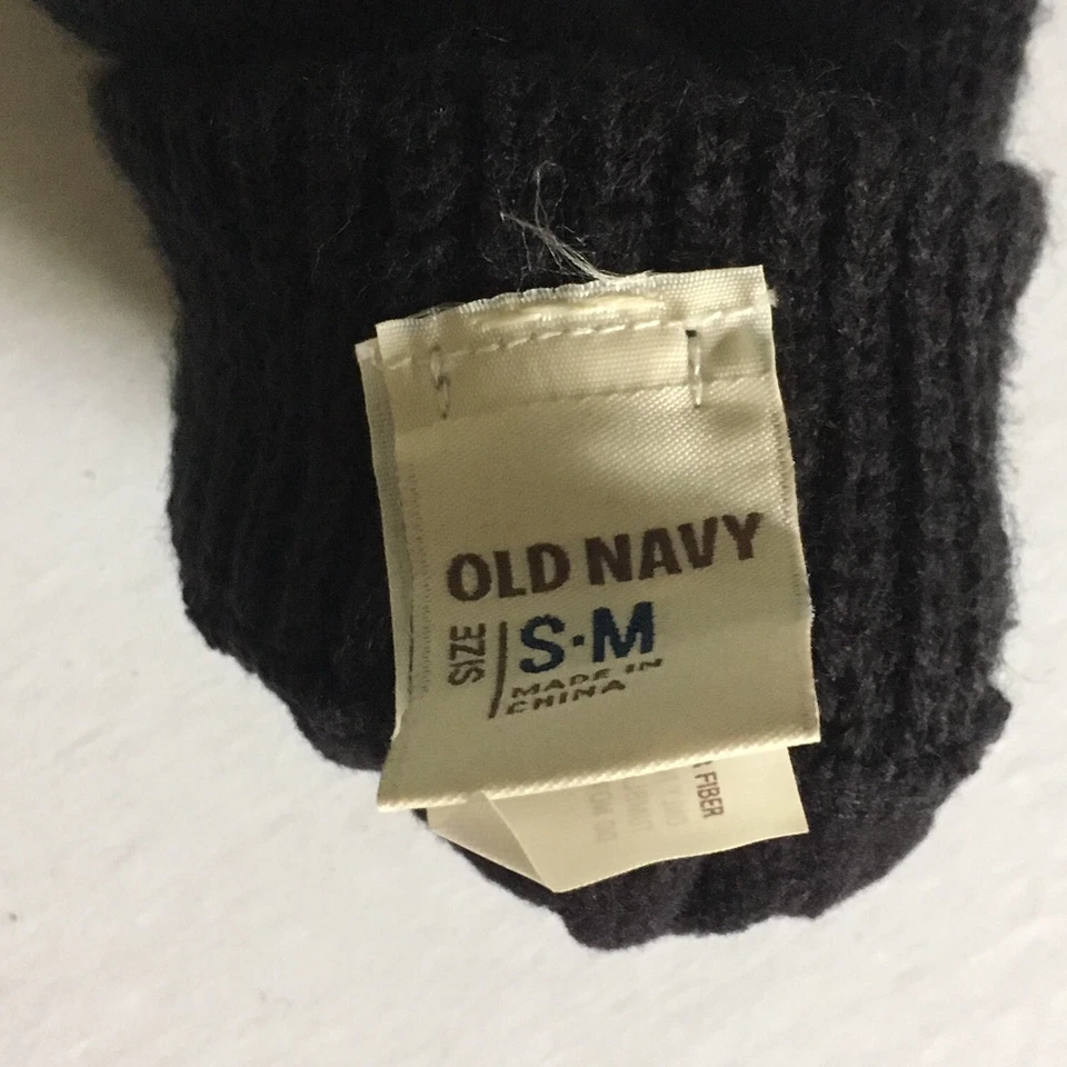 Old Navy Hombres M Negro Tejido Invierno Guantes Forro Suave Granero Guantes Cálidos Elásticos  Foto 3 de 4