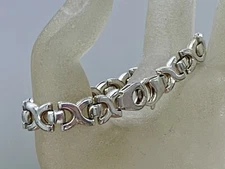 VINTAGE STERLING SILVER CRISS CROSS X LINK BRACELET SIGNED ITALY