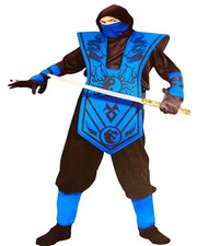 Halloween Ninja Play Costume Outfit Black Blue Boys XL 14-16 NEW Fun World