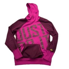 Nike Therma-Fit Hoodie Sweatshirt JUST DO IT Fleece Lined Spell Out Purple M