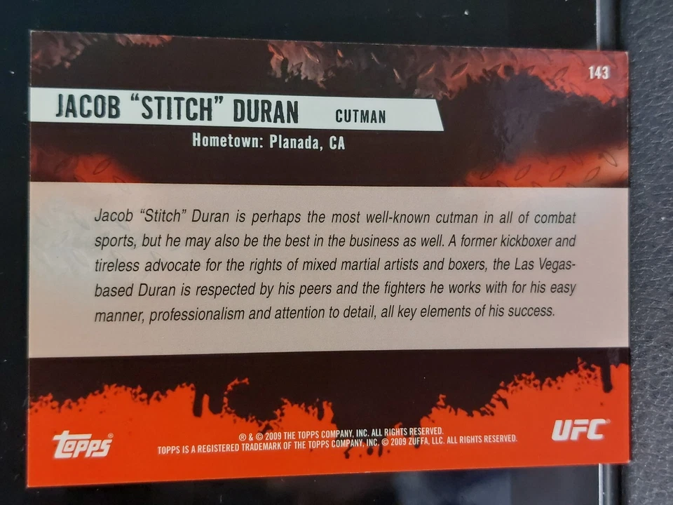 Jacob "Stitch" Duran #143 2009 Topps UFC Round 2 Thick Gold Parallel - Image 2 of 2