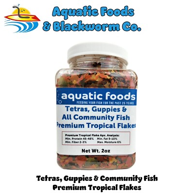 Tetras, Guppies & All Community Fish Premium Tropical Flakes. JAR