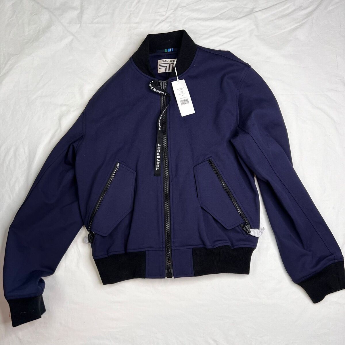 NWT Tory Burch Tory Sport Bomber Jacket Navy Size M A040224 NWT Tory Burch Tory Sport Bomber Jacket Navy Size M A040224
