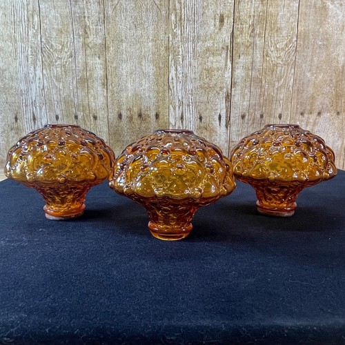 3 Small Amber Tension Pole Lamp Globe Replacements 70’s Glass. Beautiful - Picture 3 of 14