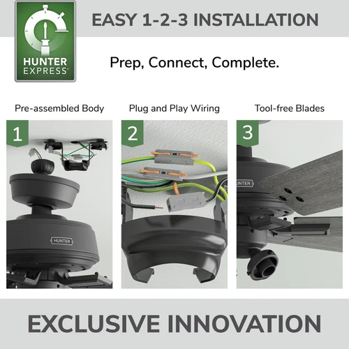 Hunter 52 inch Fonthill ENERGY STAR® HunterExpress Matte Black Ceiling Fan - Picture 6 of 19