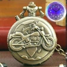 HARLEY DAVIDSON - LED BRONZE POCKET WATCH WITH BIKER'S CHAIN - LIMITED STOCK