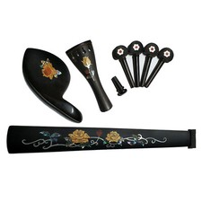 4/4 Violin Ebony Fitting Fingerboard Abalone Inlaid Flower Conch Chinrest Pegs