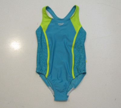 NWT Girls SPEEDO Blue Green 1 Piece Swimwear Swimsuit Sz Small