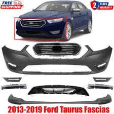 Front Bumper Cover Primed & Grille Assembly Kit For 2013-19 Ford Taurus Fascias