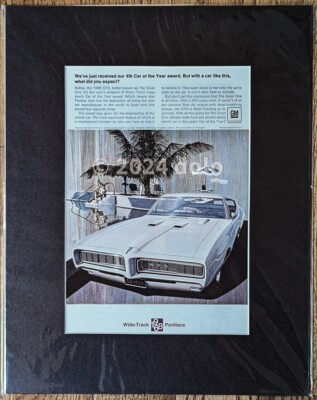Vintage 1968 Pontiac GTO - Ad Original Paper Print Archival Matted 11 x 14