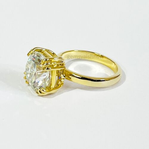 5CT Blanco Tratados Diamante Corte Almohada Anillo En Oro Amarillo Chapado VVS1 - Imagen 3 de 7