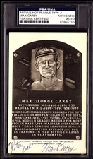 Max Carey Signed 1956-63 Artvue HOF Hall of Fame Type 2 Plaque Postcard PSA/DNA