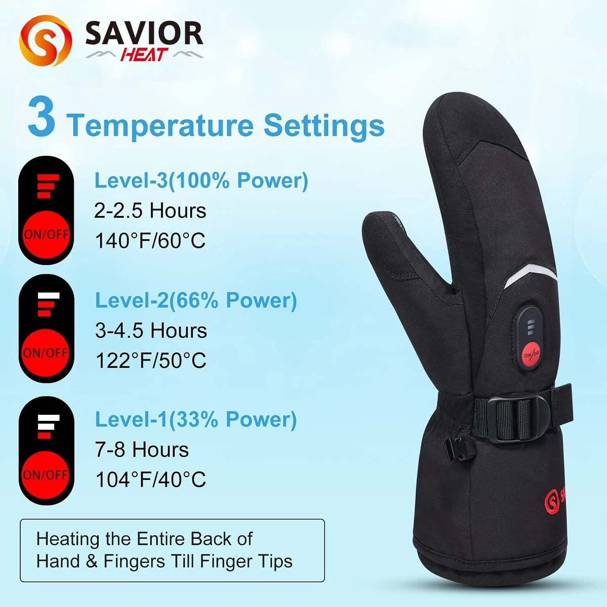 Mens heated 2024 ski gloves