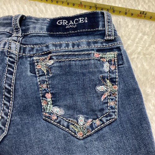 Mädchen Gr. 7 Grace Jeans Blumenmuster Gesäßtaschen Boot Leg Cowgirl Denim Hose - Bild 10 von 10