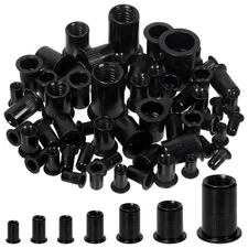 Glarks 100Pcs 1/4”-20UNC Rivet Nuts Kit Black Zinc Plated Carbon Steel Flat H...
