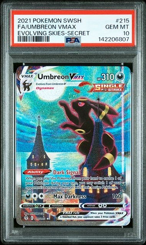 POKEMON FA/UMBREON VMAX 2021 SSH EVOLVING SKIES-SECRET #215 PSA 10