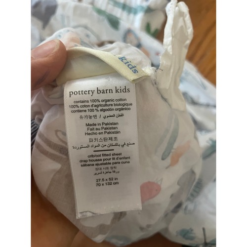 Pottery Barn Kids Toddler Fitted Sheet Animal Print 27.5x52 Organic Cotton - Picture 3 of 4