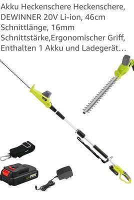 DEWINNER Heckenschere,Trimmer Kabellos, 20 V, Doppelschalter Und Doppelgriff