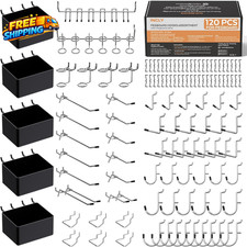 120PCS Pegboard Accessories Organizer Kit Peg Board Hooks Assortment with Bins