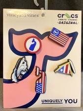 Vineyard Vines Crocs Jibbitz Charms American Flag Boat Whale Patterns Lot of 5