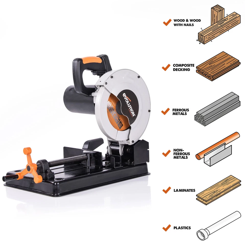 Evolution RAGE4: 7-1/4 in Multi-Material Cutting Chop Saw With 7-1/4 in. Blade - Image 3 of 4
