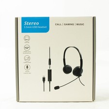 Stereo 3.5mm Jack Headset w/ USB Adapter Noise-Cancel Mic Wired S-023