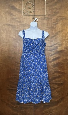 Draper James Sleeveless Floral Embroidered Midi Dress Womens XXL Blue & White