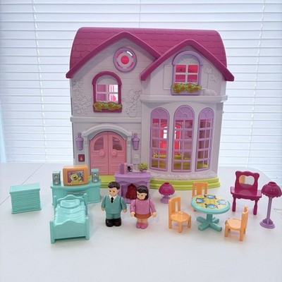 Redbox Dollhouse Plastic Fold-up Carry Doll House + Accessories Door Chime Works