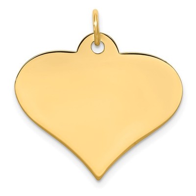 14k Gelbgold 0,013 Stärke gravierbares Herz 22x25mm Scheibe Charm Anhänger