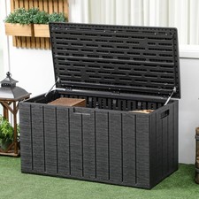 Outsunny Gartenbox 366 Liter aus Kunststoff doppelwandiger Wasserdicht Kissenbox