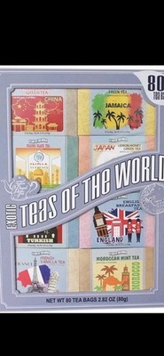 Exotic Teas Of The World Book Gift Set 80 Tea Bags Great Gift  07/2028