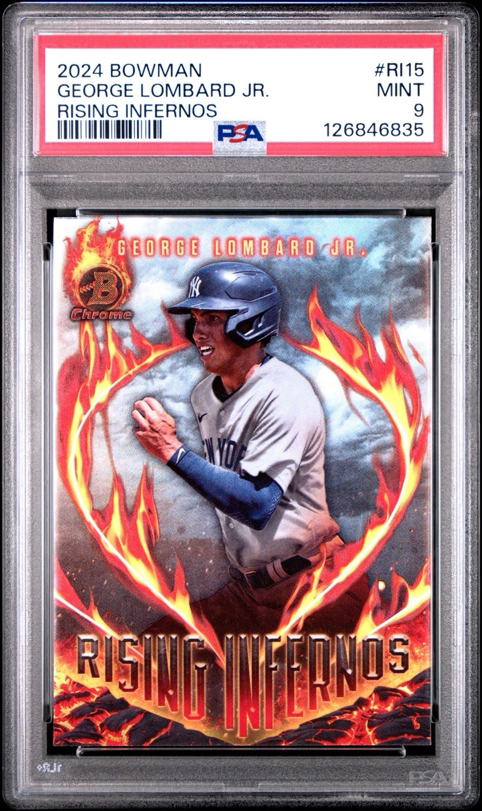 GEORGE LOMBARD JR. 2024 Bowman Chrome Rising Infernos RC ROOKIE Yankees PSA 9