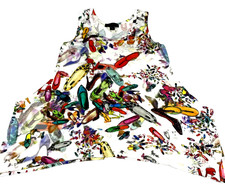 Karen Kane Womens Sleeveless Tunic Top Sz S Colorful Shoes Heels Bright Stretch
