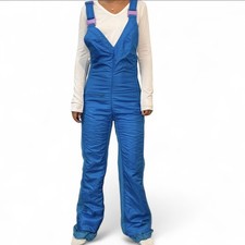 Vintage 60s 70s Beconta Blue Bib Ski Suit Snow Overalls Womens Small