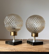 2x alte DDR Tischlampe 60er VEB Leuchtenbau Kühnhaide Vintage Lampe Glas Space
