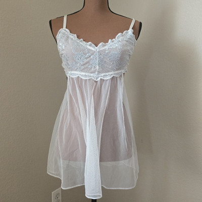 Victorias Secret Sheer Slip Dress Babydoll Fairy Tie Back Lingerie Sz M  Pink | eBay